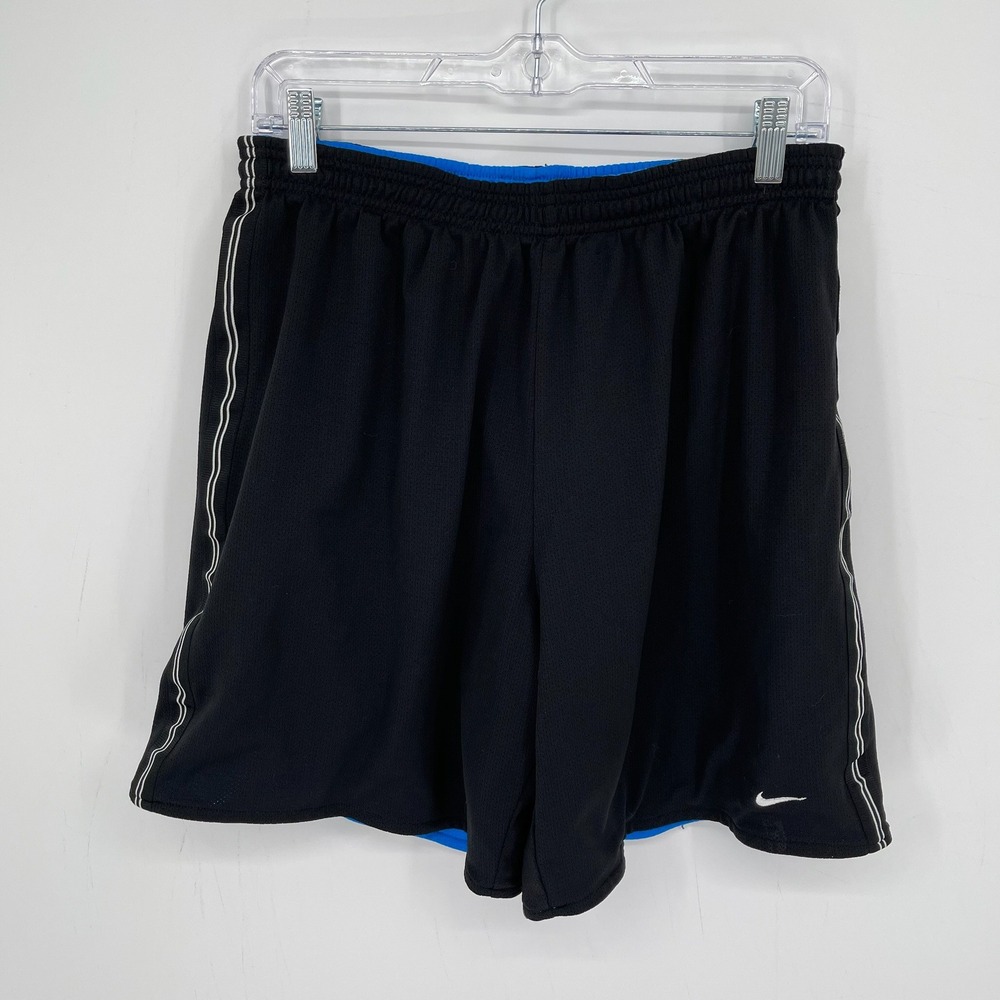 Nike Men's Black Side Stripe Athletic Mesh Running Gym Workout Shorts Size L